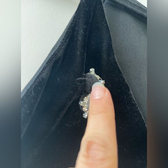 Endless Rose Black Velvet Cami with Crystal Embellishments Sz S - Picture 6 of 13